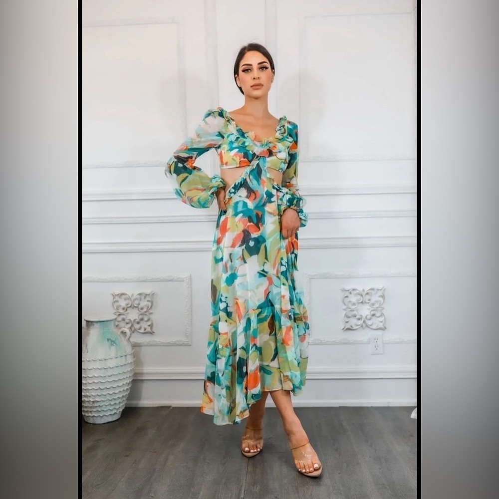Floral Chiffon Dress - Picture 2 of 4